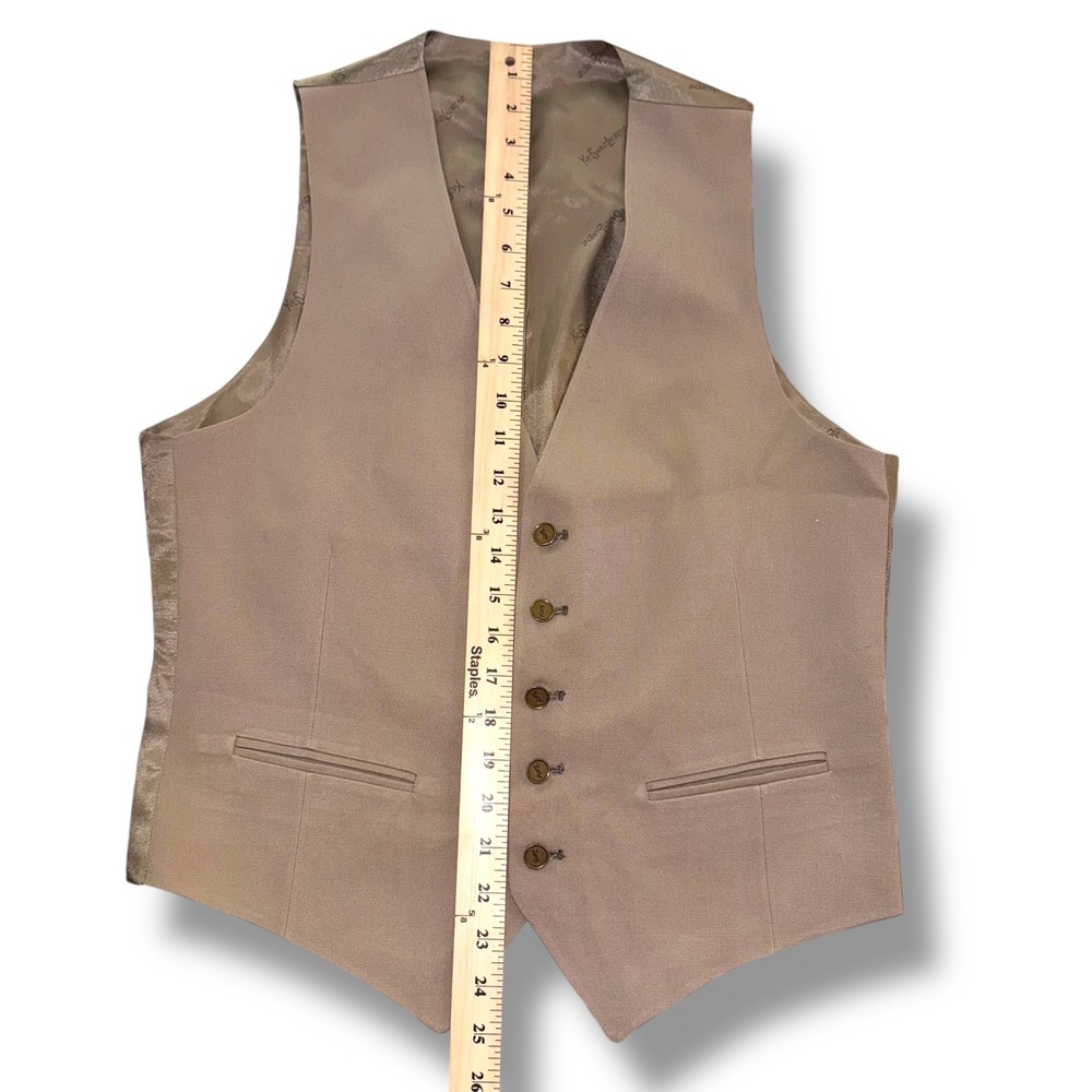 Yves‎ Saint Laurent Vest Mens Taupe Bronze Classic Formal YSL Buttoned Waistcoat - Picture 3 of 8